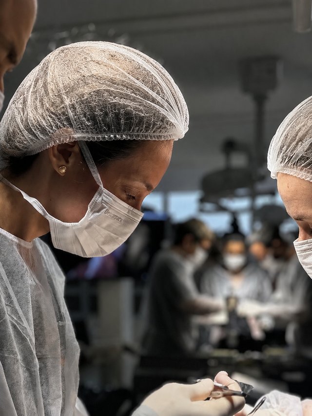 Dra. Carolina Calegari realizando cirurgia bucomaxilofacial em Itajaí